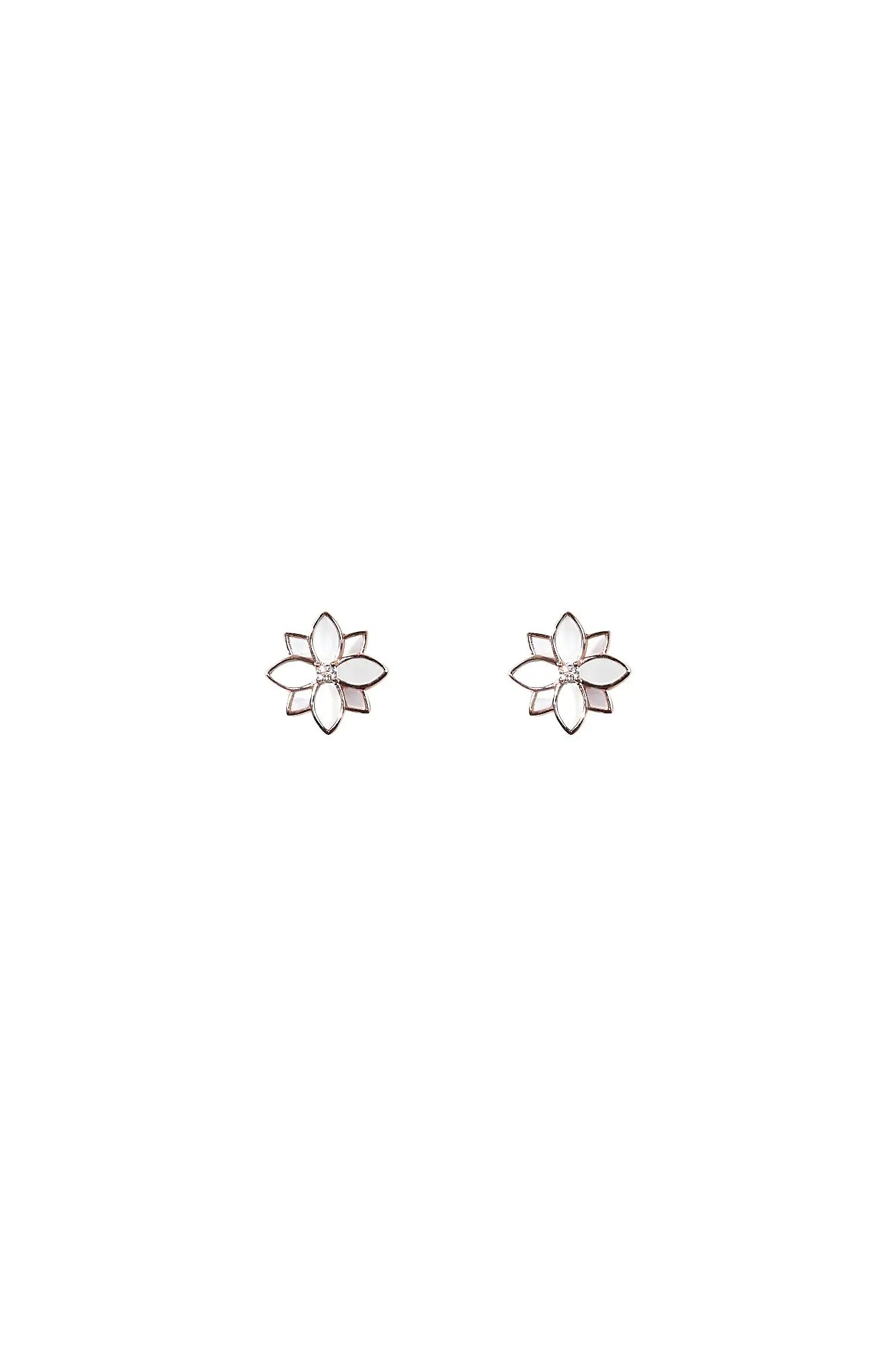 Clematis White Mother of Pearl Classic Studs Dryden Jewelry